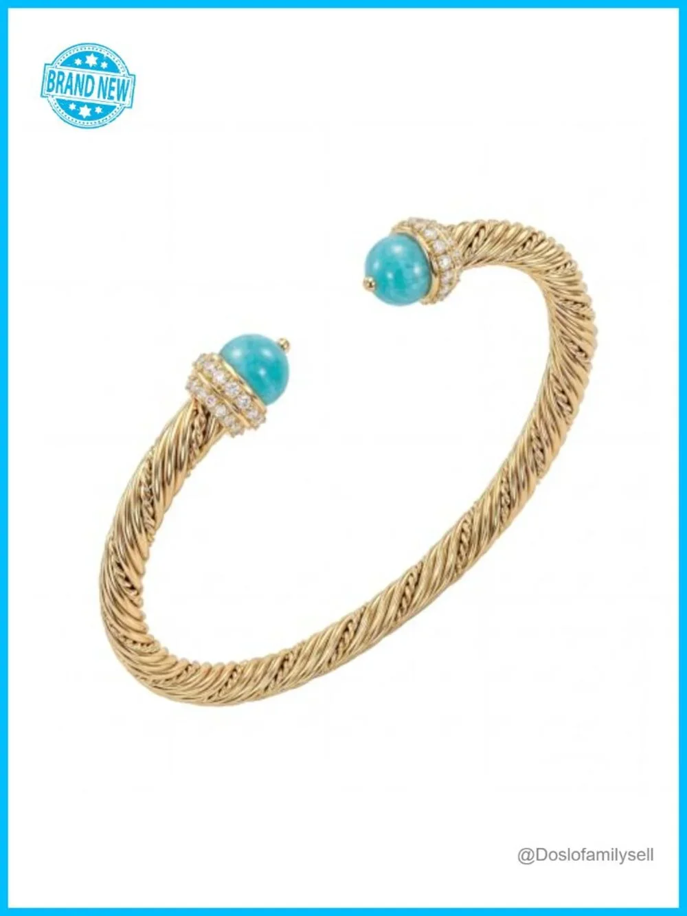 14K Gold Plated Cuff Bracelet, Stackable Twist Bangle, Waterproof
